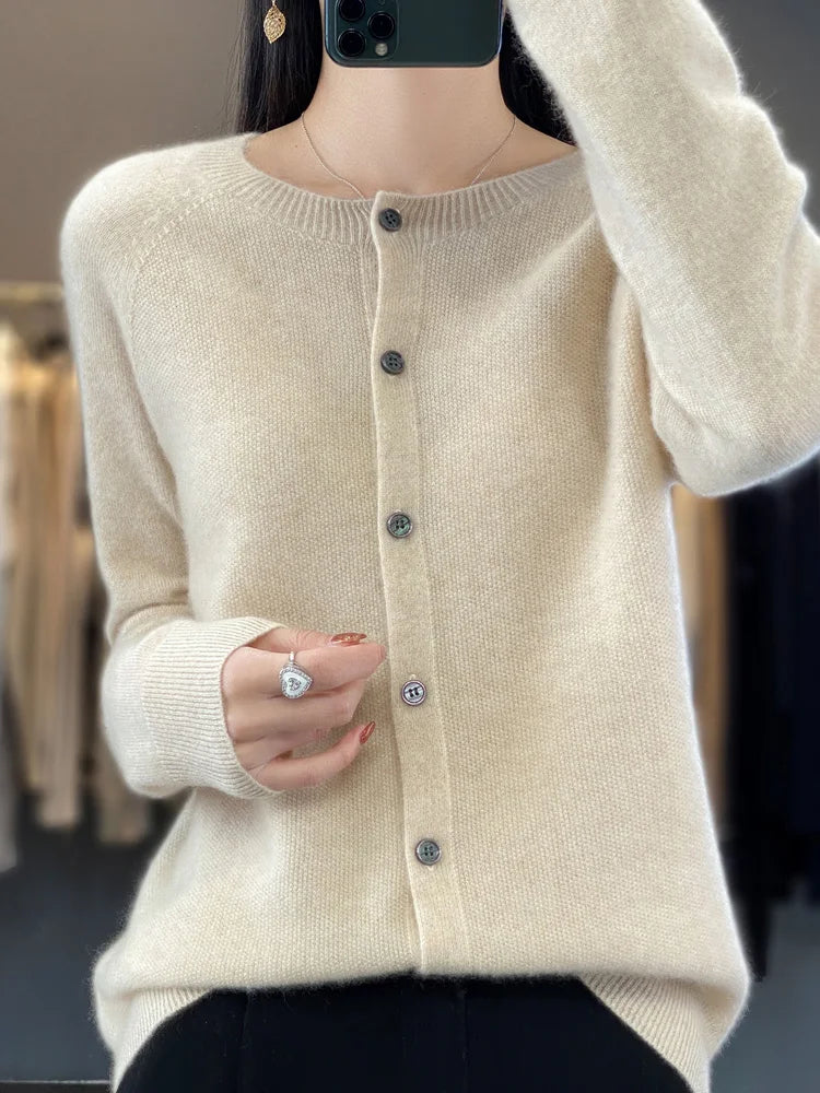 Women's Easy-Fit Button-Up Knit Layering Cardigan