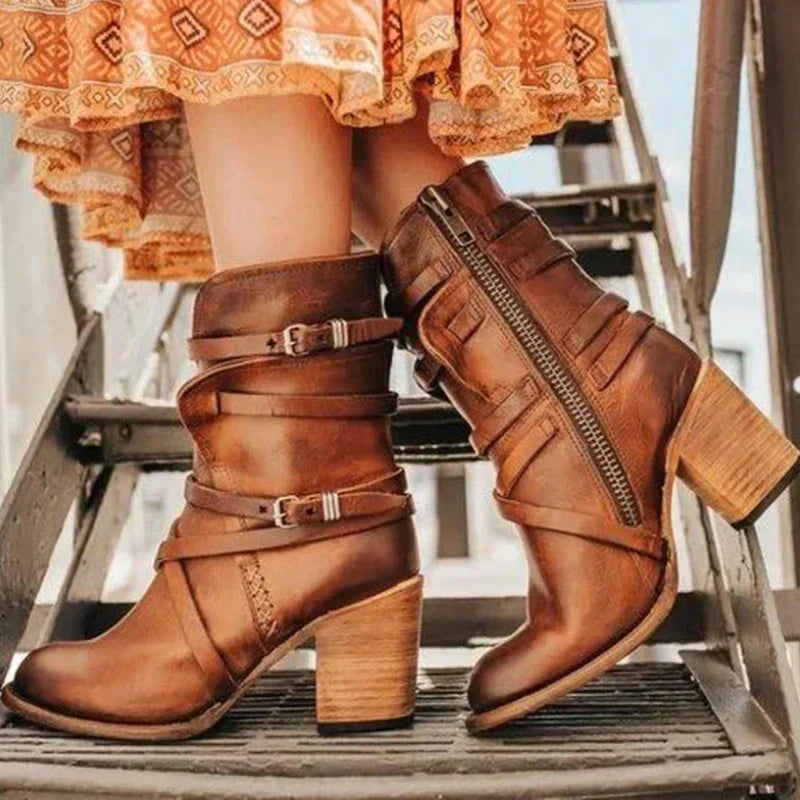 Women's Retro Style Warm Winter Boots in Suede-Look