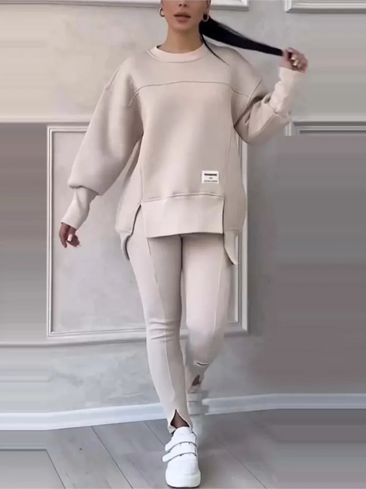 Women's Easy Matching Travel Sweatshirt Pants Two Piece Set