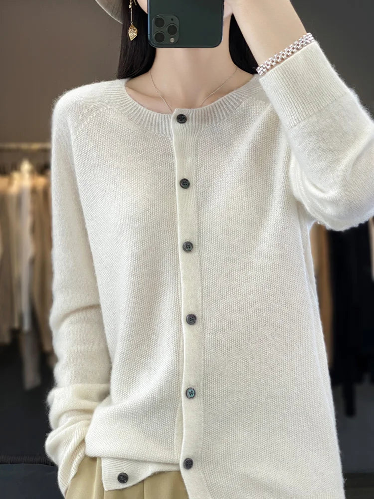 Women's Easy-Fit Button-Up Knit Layering Cardigan