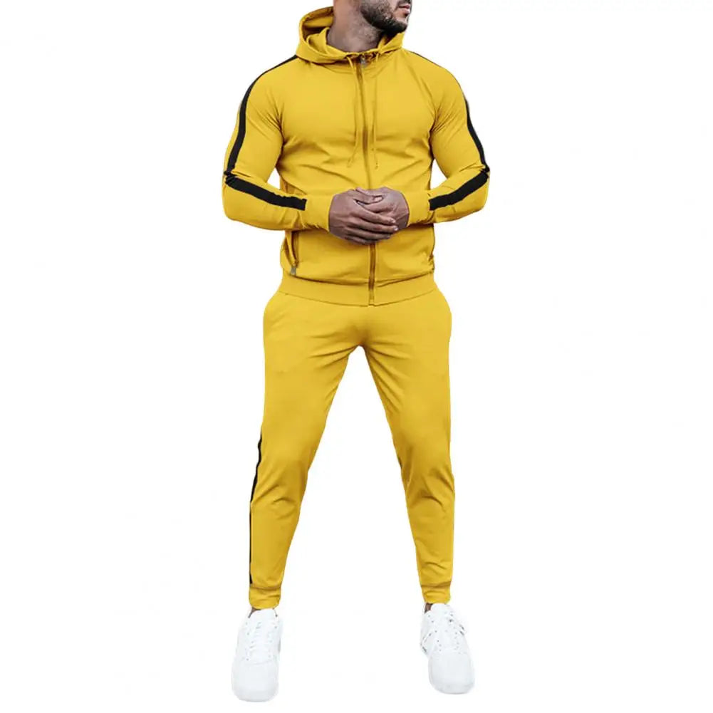 Men's Coordinated Striped Track Jacket Pants Tracksuit