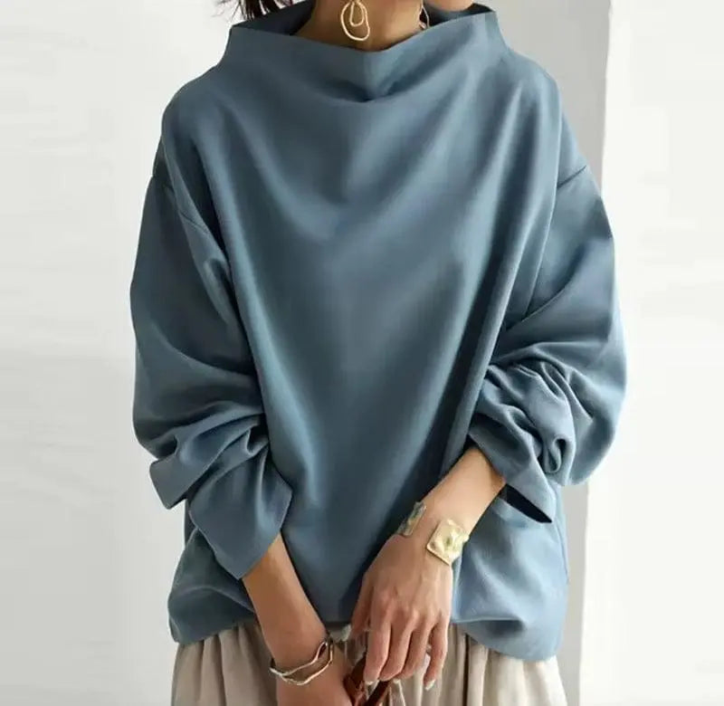 Women's Relaxed High Roll Collar Knit Sweater