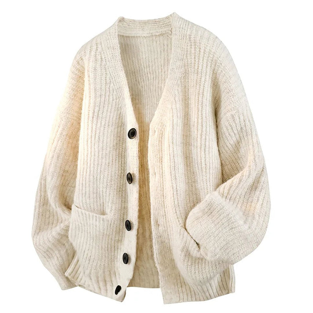 Men's Soft Drape Buttoned V-Neck Knit Cardigan