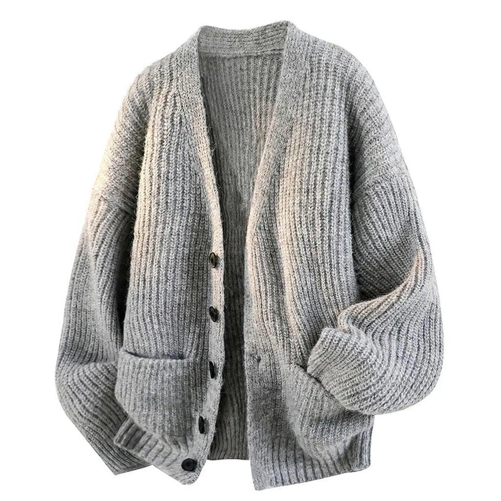Men's Soft Drape Buttoned V-Neck Knit Cardigan