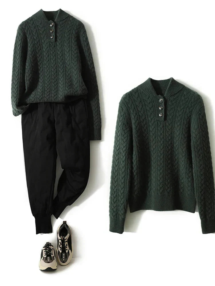 Women's Buttoned Cable-Knit Textured Sweater Cardigan