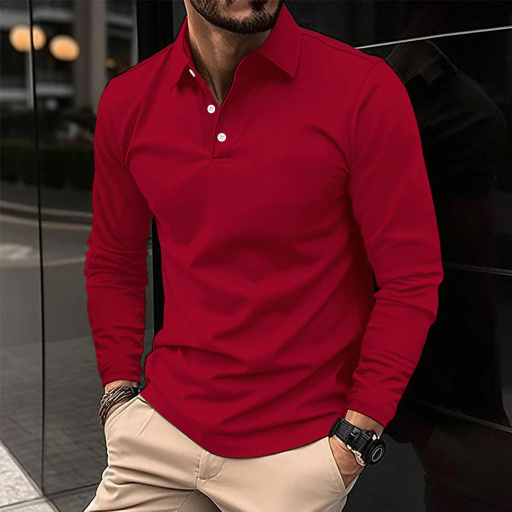 Men's Smart Casual Office Evening Long-Sleeved Polo Shirt