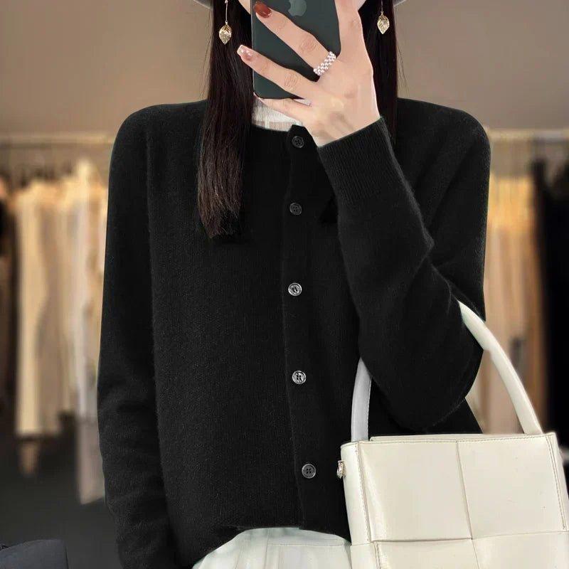 Women's Easy-Fit Button-Up Knit Layering Cardigan