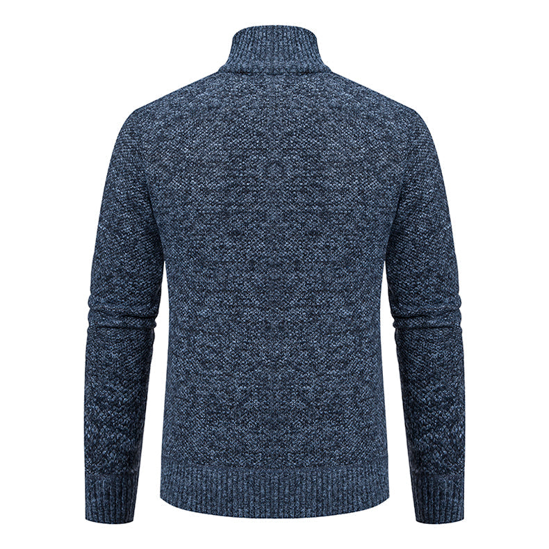 Men's Textured Knit Zipper Layering Cardigan with Pockets
