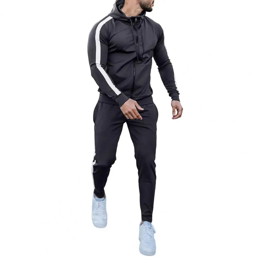 Men's Coordinated Striped Track Jacket Pants Tracksuit