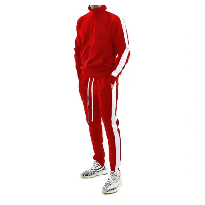 Men's Coordinated Striped Track Jacket Pants Tracksuit