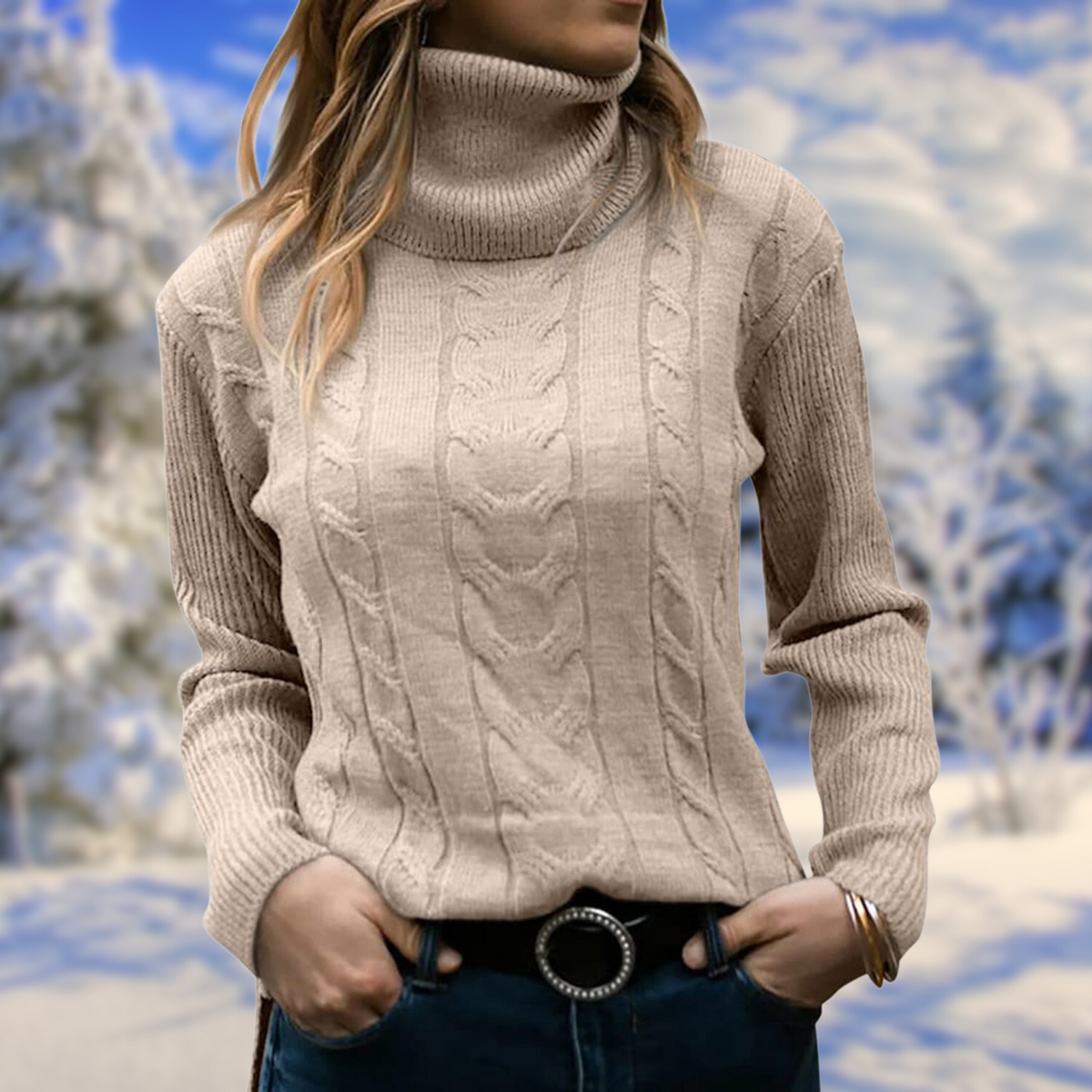 Women's Classic Snug Knit Roll Neck Sweater