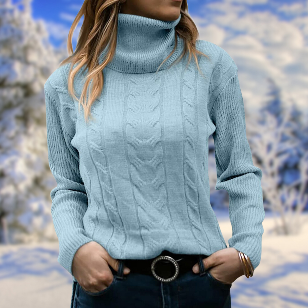 Women's Classic Snug Knit Roll Neck Sweater