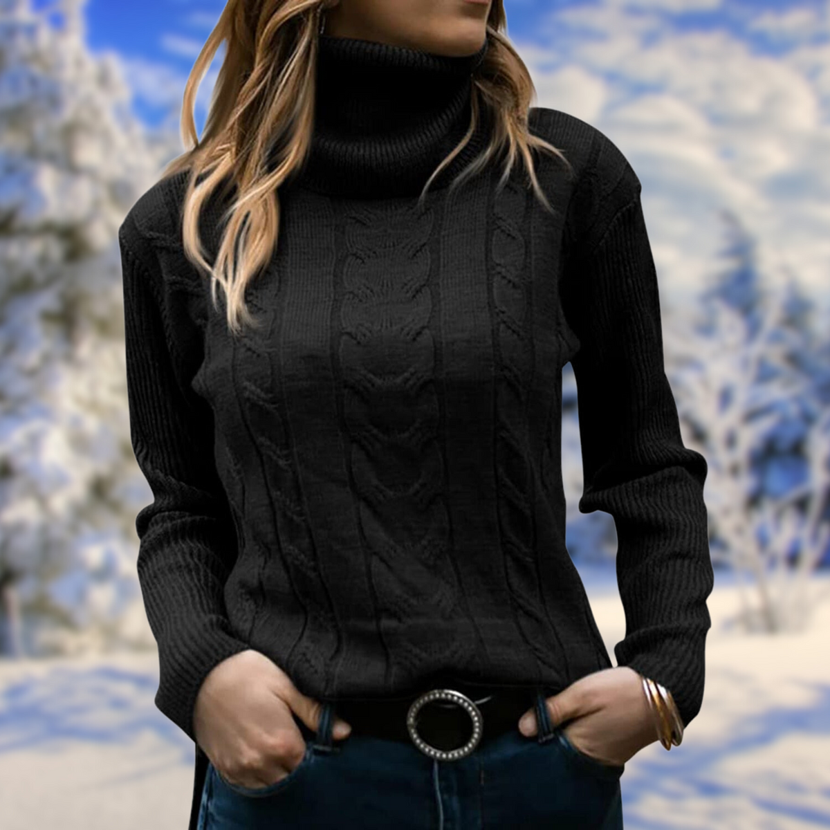Women's Classic Snug Knit Roll Neck Sweater