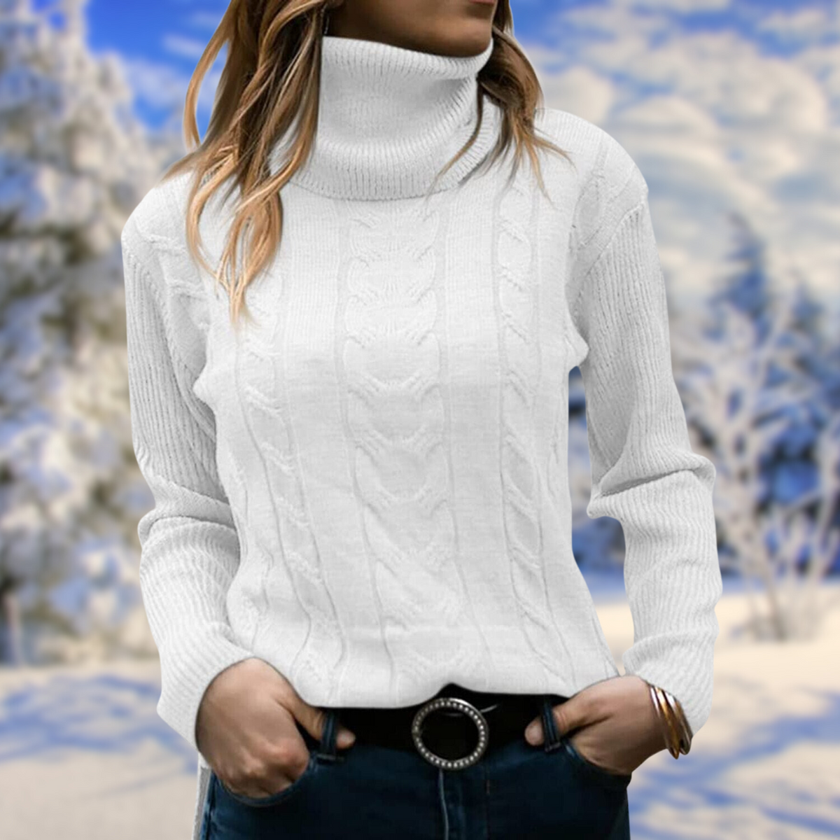Women's Classic Snug Knit Roll Neck Sweater