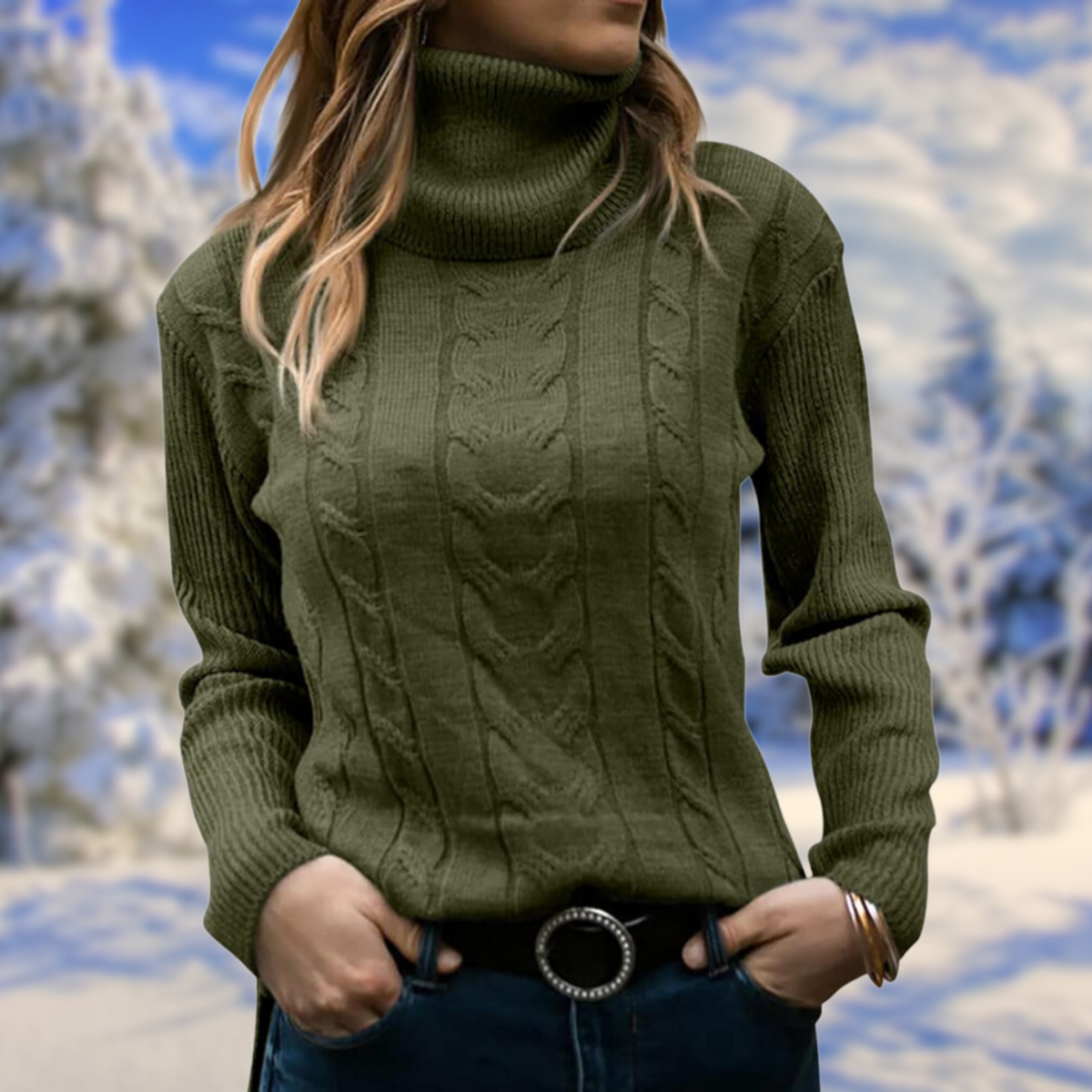 Women's Classic Snug Knit Roll Neck Sweater