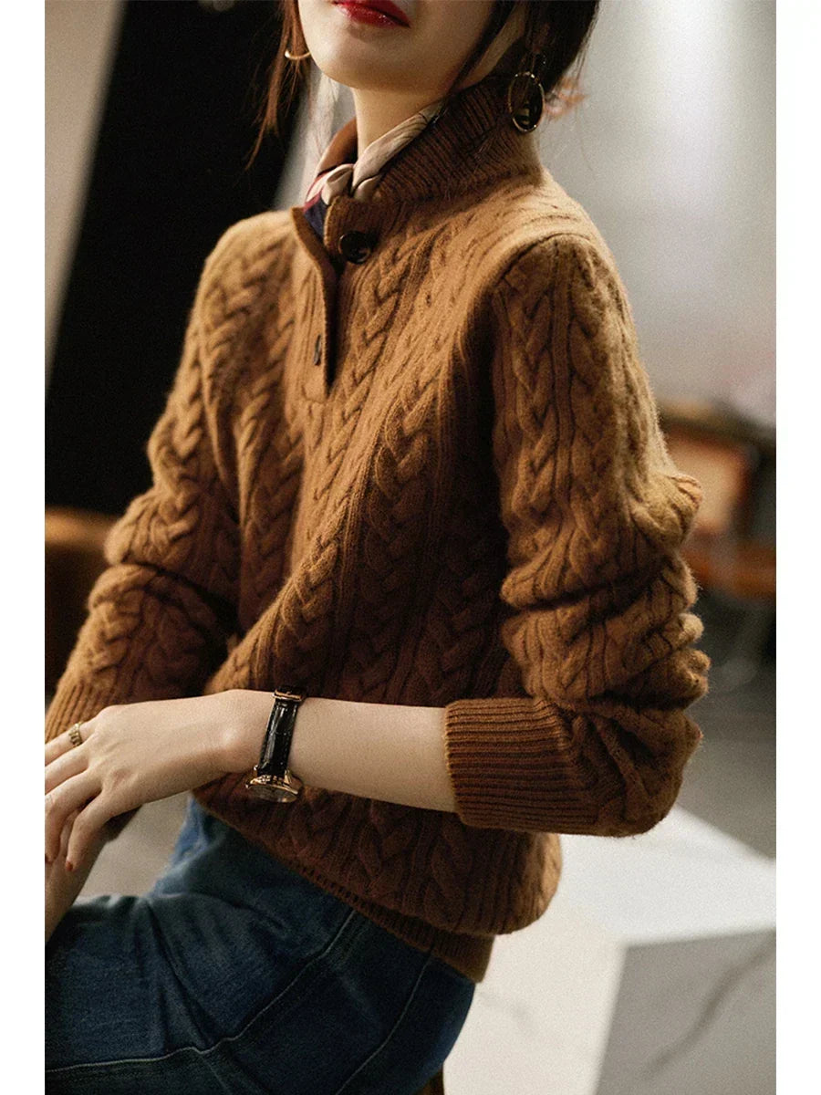 Women's Buttoned Cable-Knit Textured Sweater Cardigan
