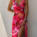 Women's Defined Waist Summer Midi Dress with Slit
