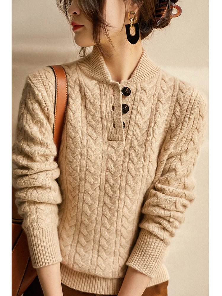 Women's Buttoned Cable-Knit Textured Sweater Cardigan