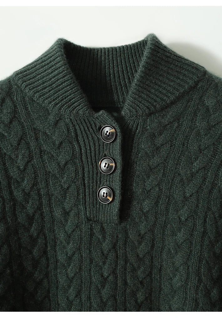 Women's Buttoned Cable-Knit Textured Sweater Cardigan