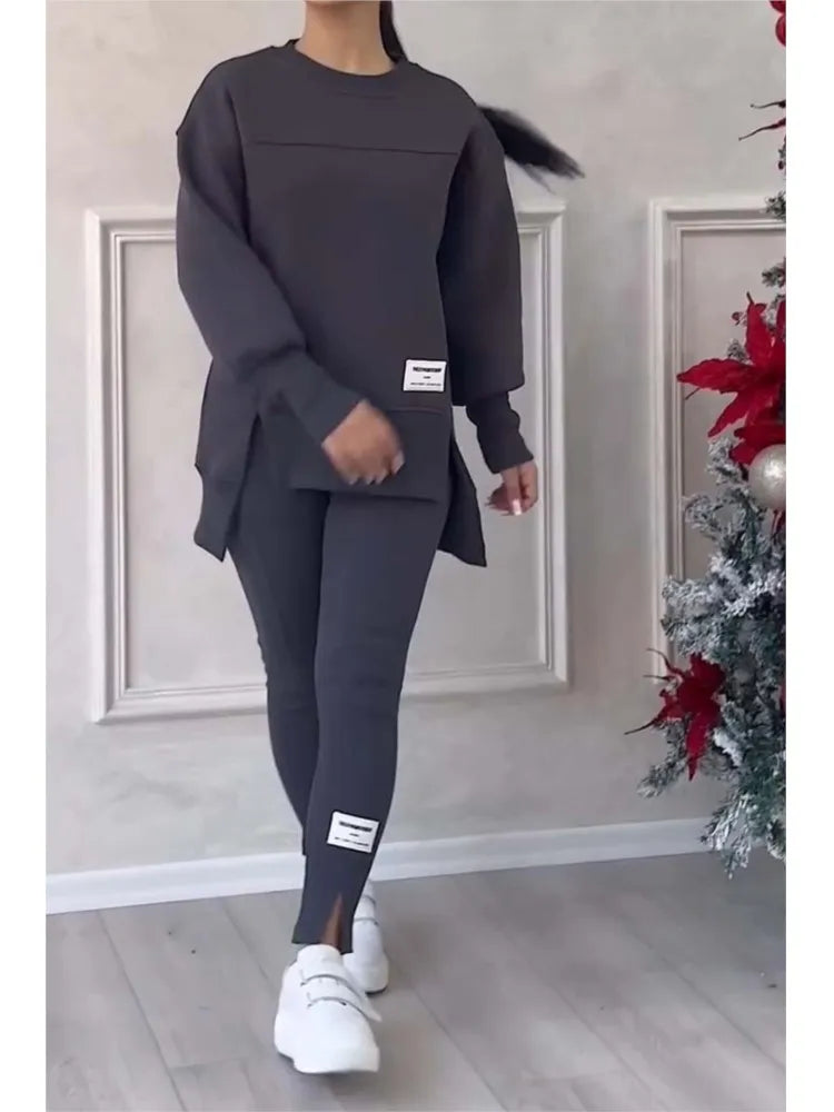 Women's Easy Matching Travel Sweatshirt Pants Two Piece Set