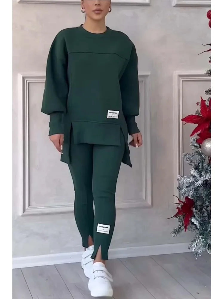 Women's Easy Matching Travel Sweatshirt Pants Two Piece Set