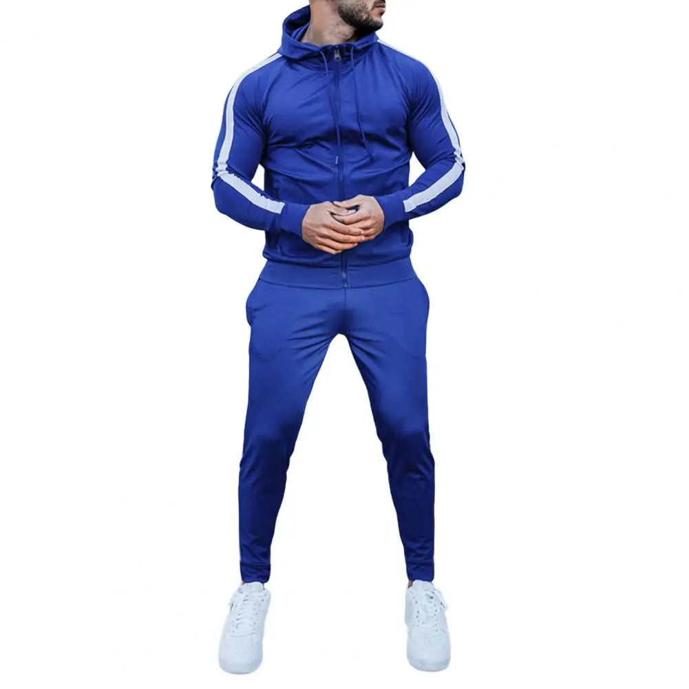Men's Coordinated Striped Track Jacket Pants Tracksuit