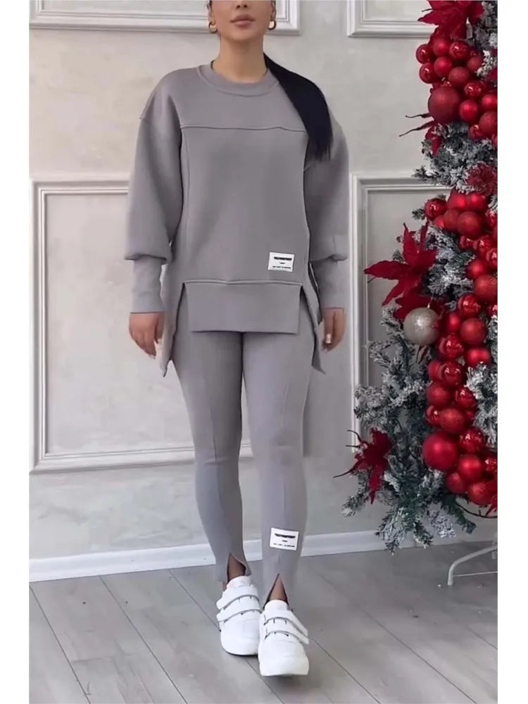 Women's Easy Matching Travel Sweatshirt Pants Two Piece Set
