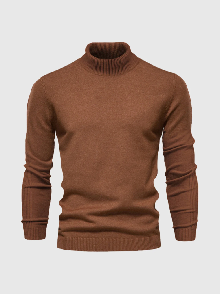 Men's Fitted Fine Knit High Neck Blazer Layering Sweater
