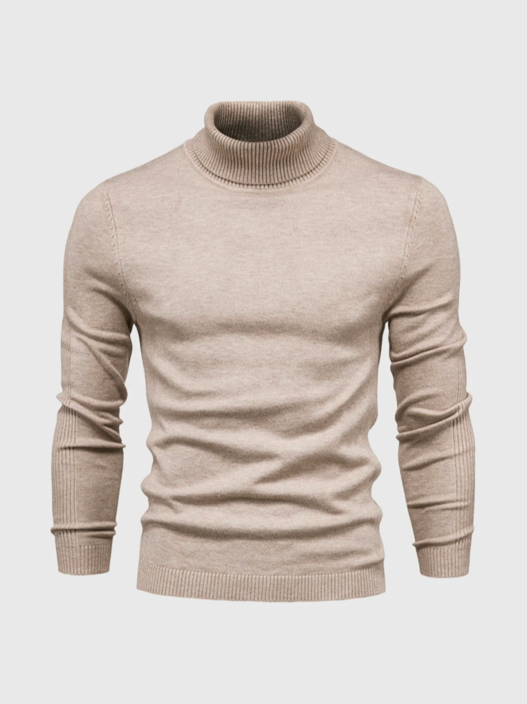 Men's Fitted Fine Knit High Neck Blazer Layering Sweater