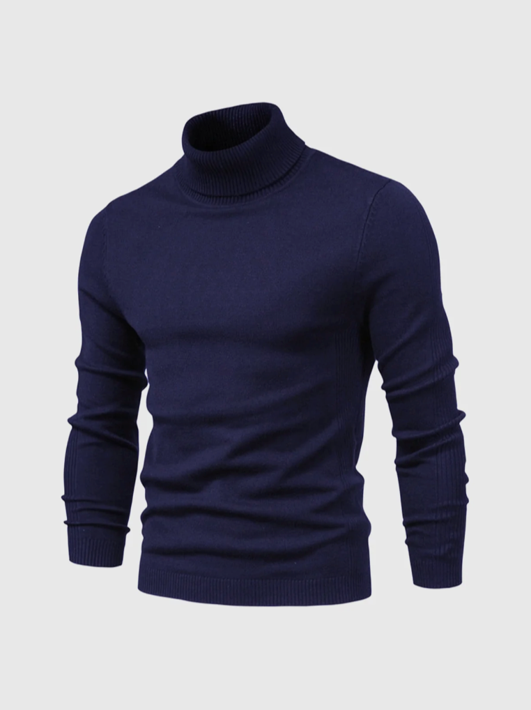 Men's Fitted Fine Knit High Neck Blazer Layering Sweater