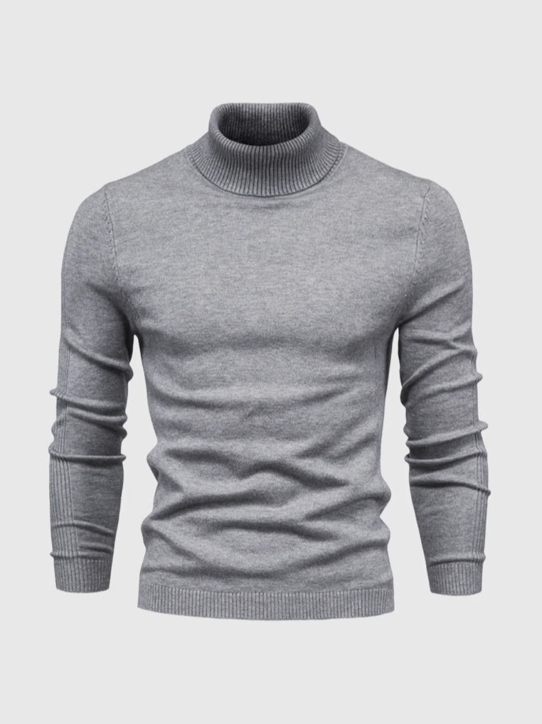 Men's Fitted Fine Knit High Neck Blazer Layering Sweater