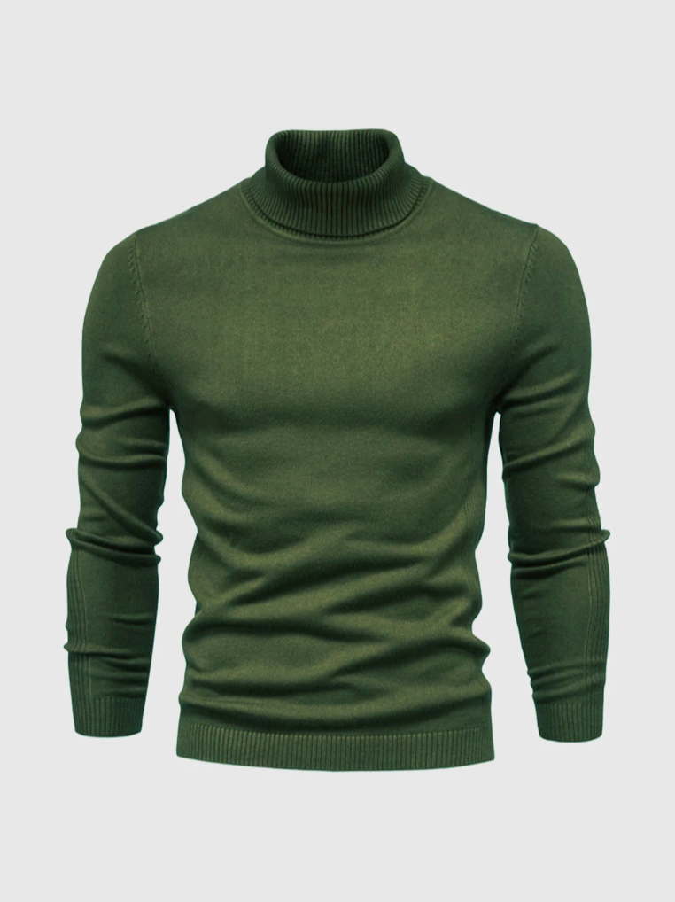 Men's Fitted Fine Knit High Neck Blazer Layering Sweater