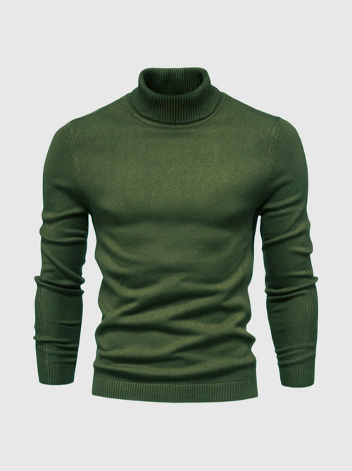 Men's Fitted Fine Knit High Neck Blazer Layering Sweater