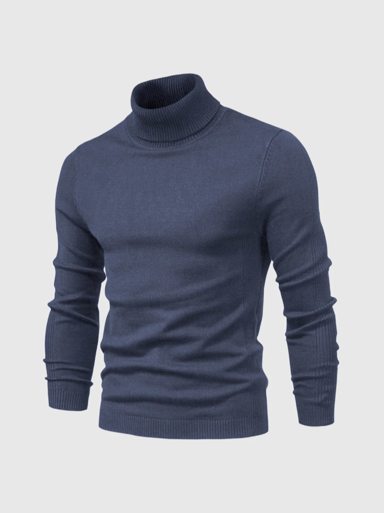 Men's Fitted Fine Knit High Neck Blazer Layering Sweater