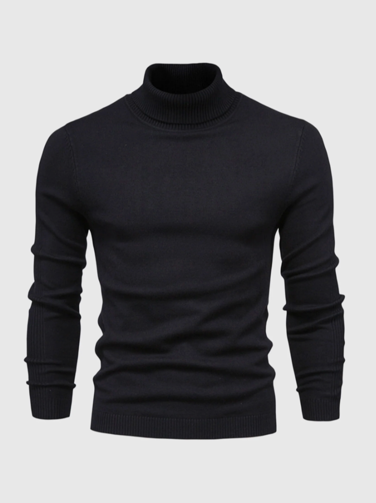Men's Fitted Fine Knit High Neck Blazer Layering Sweater