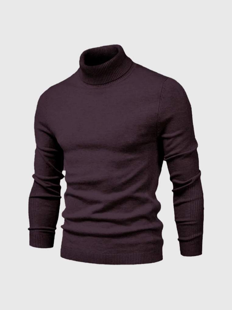 Men's Fitted Fine Knit High Neck Blazer Layering Sweater