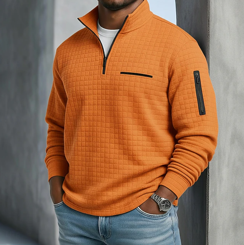 Men's Breathable Waffle Fabric Relaxed Casual Sweater