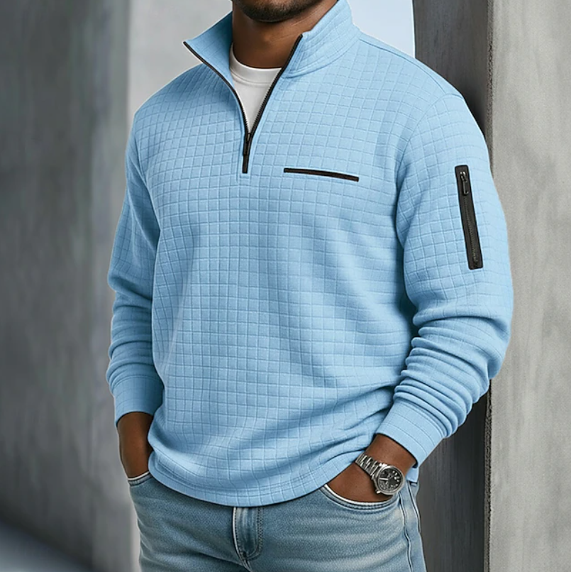 Men's Breathable Waffle Fabric Relaxed Casual Sweater