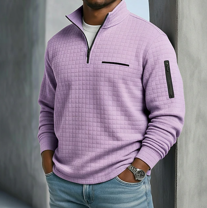 Men's Breathable Waffle Fabric Relaxed Casual Sweater
