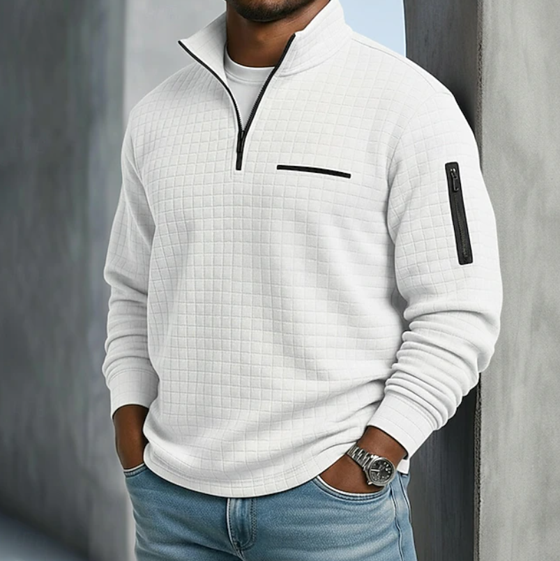 Men's Breathable Waffle Fabric Relaxed Casual Sweater