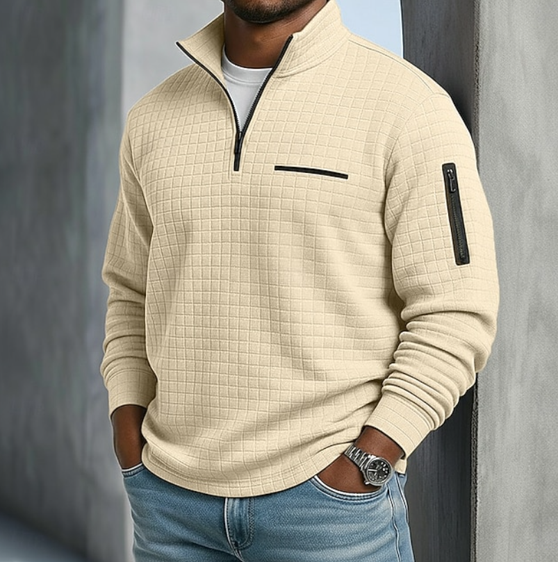 Men's Breathable Waffle Fabric Relaxed Casual Sweater
