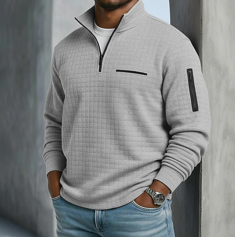 Men's Breathable Waffle Fabric Relaxed Casual Sweater