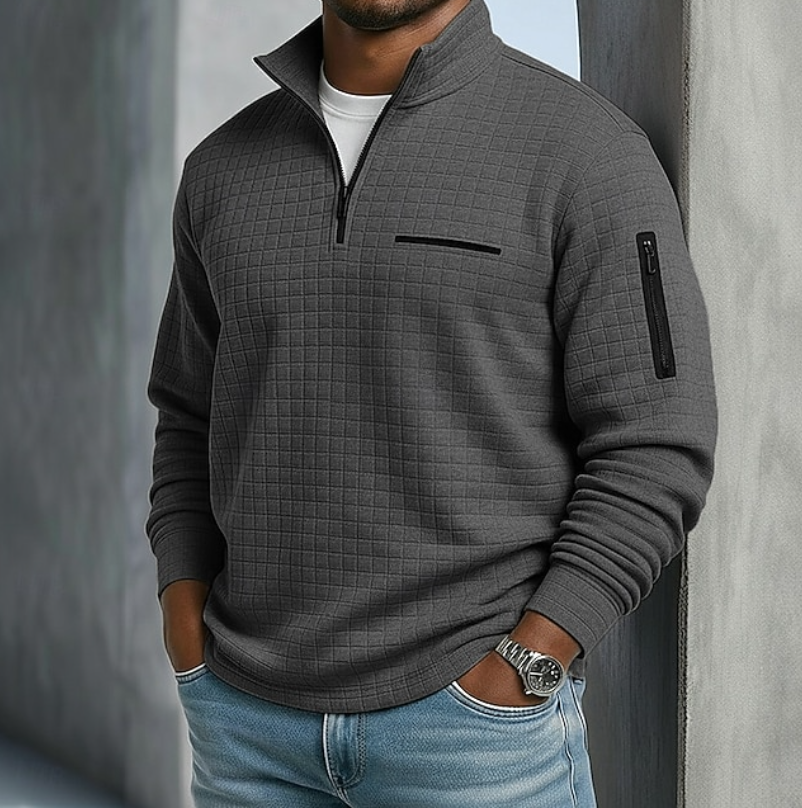 Men's Breathable Waffle Fabric Relaxed Casual Sweater