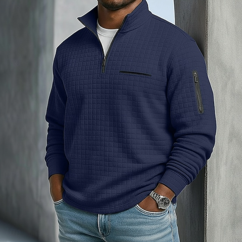 Men's Breathable Waffle Fabric Relaxed Casual Sweater