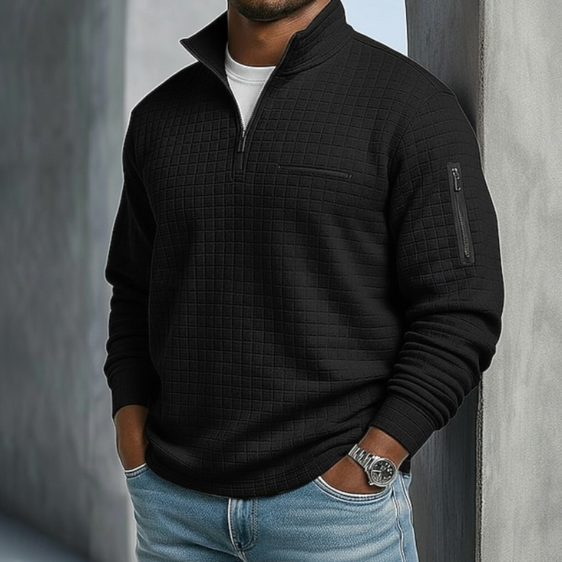 Men's Breathable Waffle Fabric Relaxed Casual Sweater