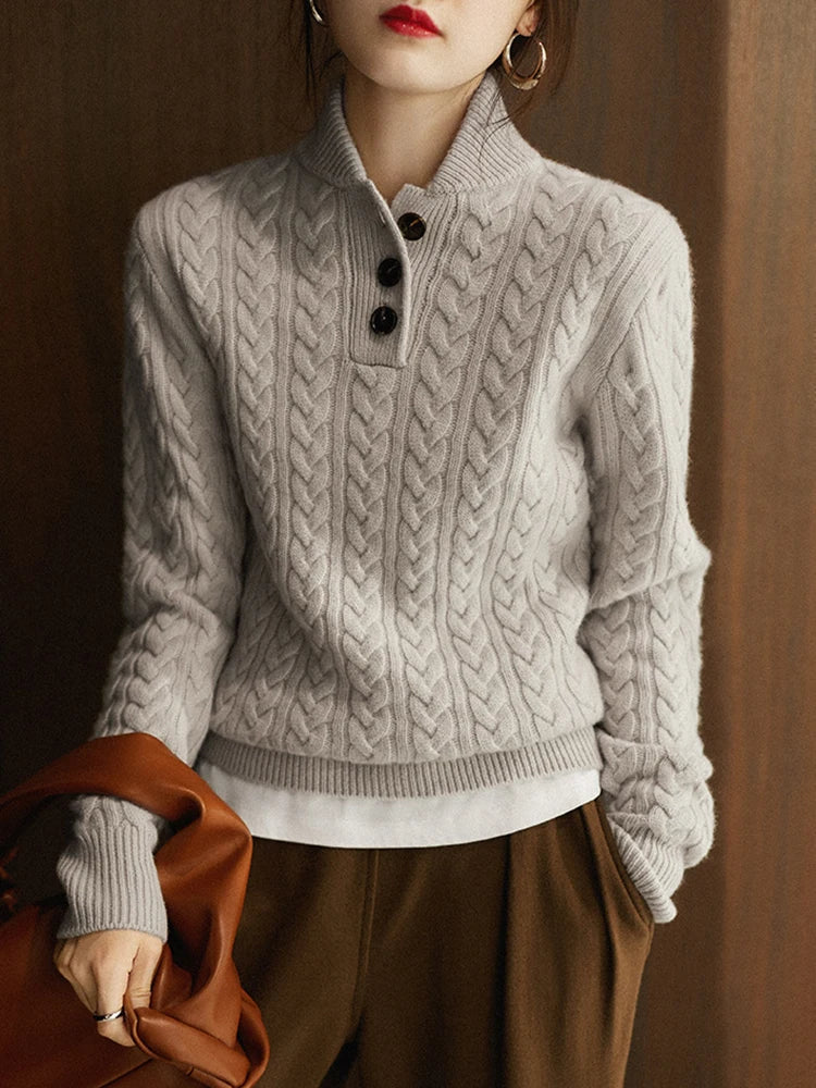 Women's Buttoned Cable-Knit Textured Sweater Cardigan