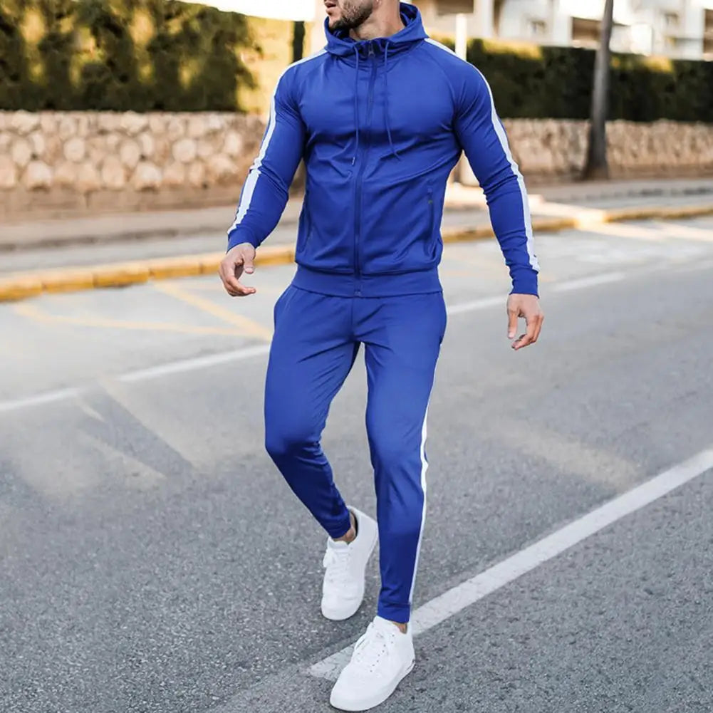 Men's Coordinated Striped Track Jacket Pants Tracksuit