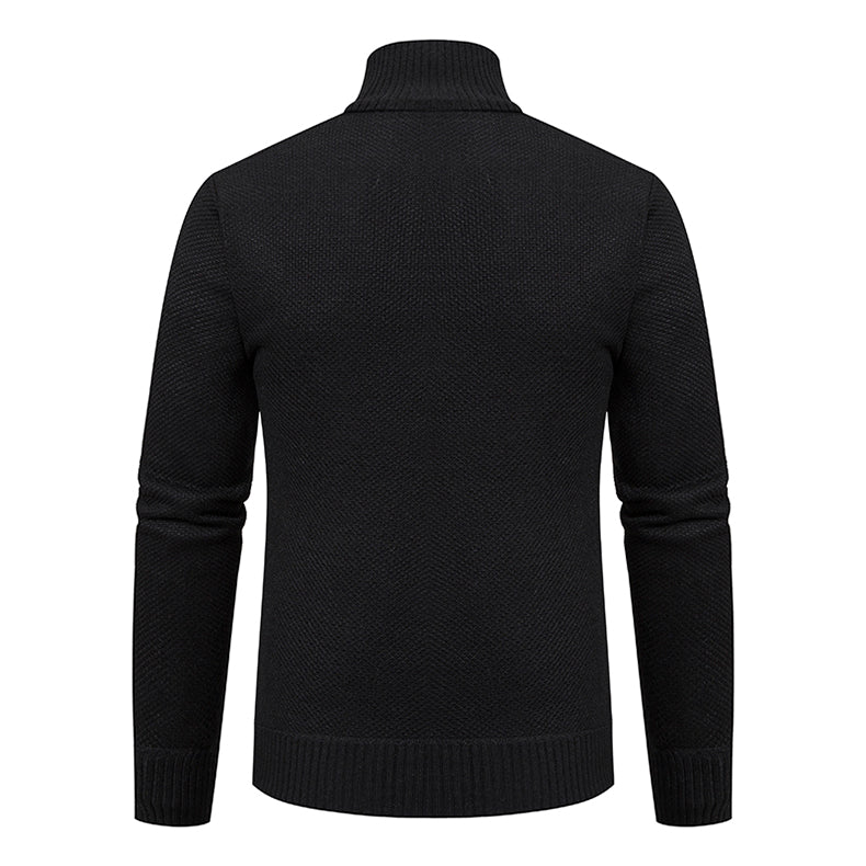 Men's Textured Knit Zipper Layering Cardigan with Pockets