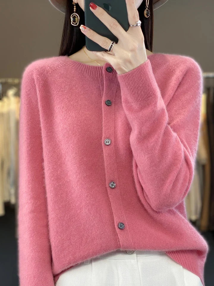 Women's Easy-Fit Button-Up Knit Layering Cardigan