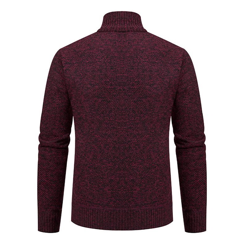 Men's Textured Knit Zipper Layering Cardigan with Pockets